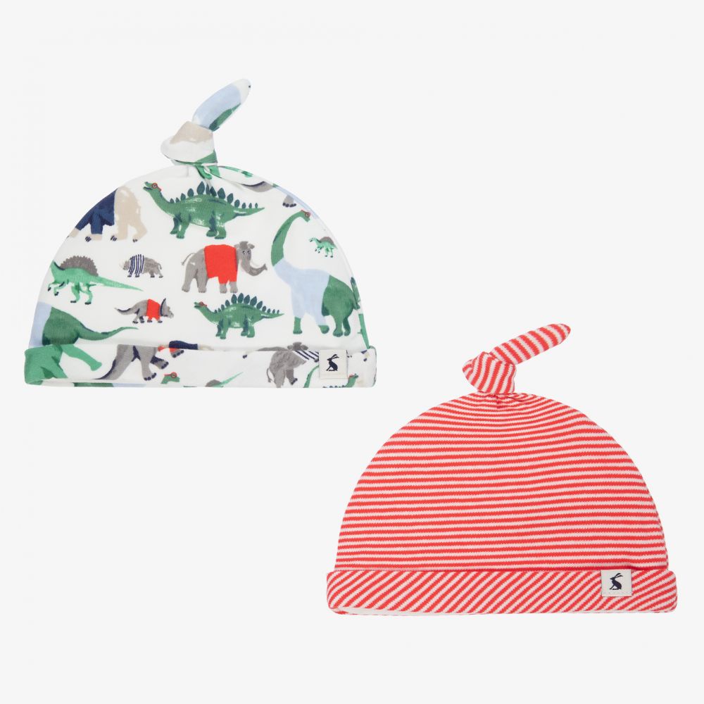 Joules - قبعة قطن عضوي لون أحمر وعاجي للمواليد (عدد 2) | Childrensalon