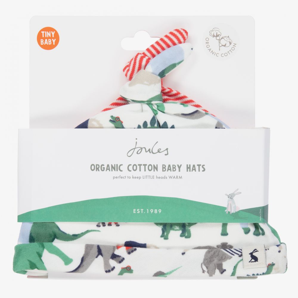 جولز-قبعة قطن عضوي لون أحمر وعاجي للمواليد (عدد 2) | Childrensalon Outlet