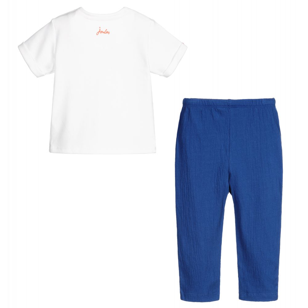 Joules Ensemble Pantalon Blanc Et Bleu Bebe Childrensalon Outlet