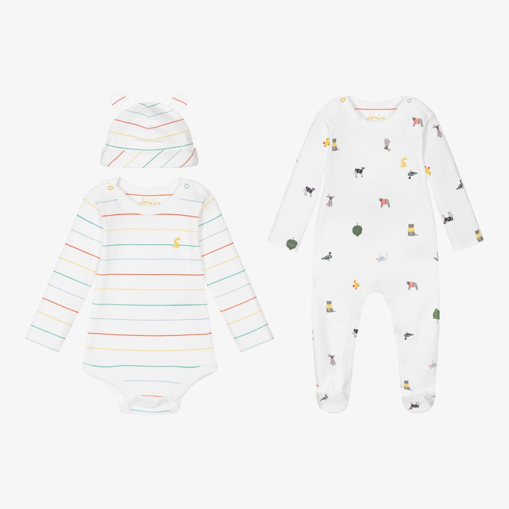 Joules - Ensemble grenouillère blanc en coton | Childrensalon