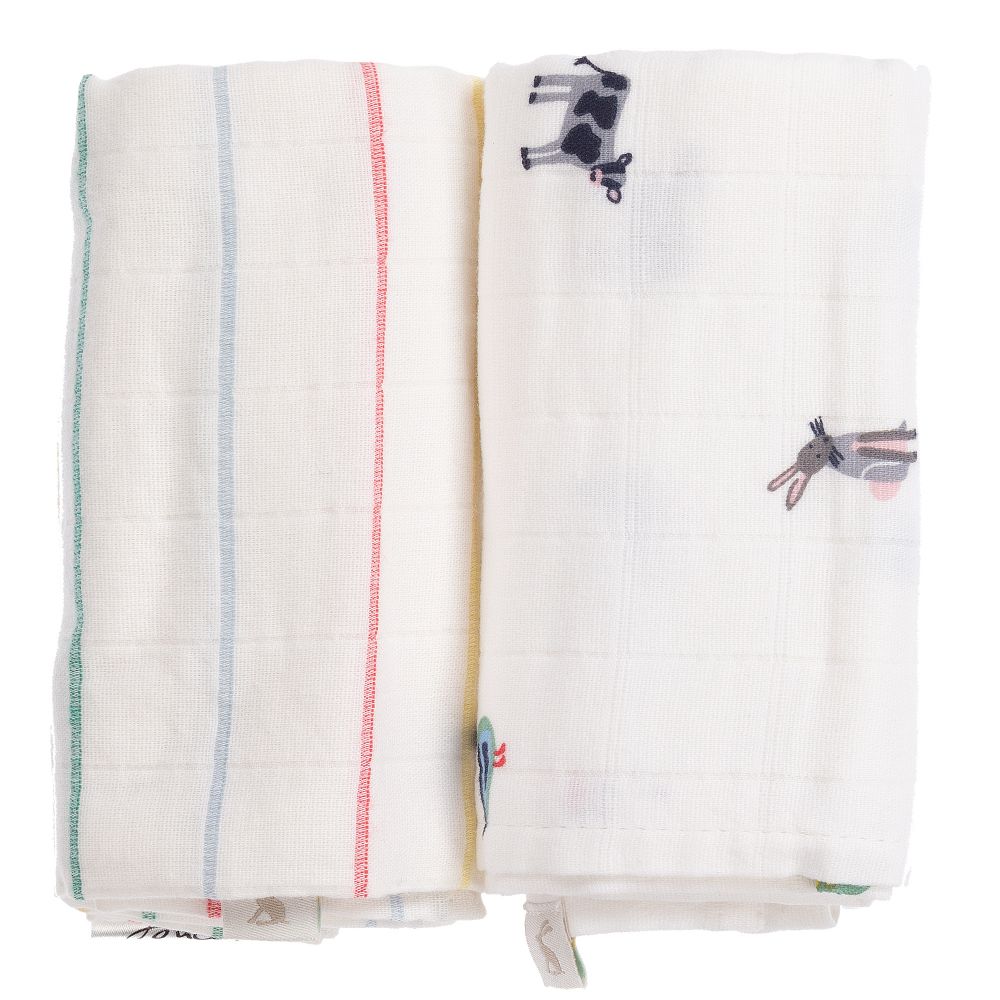 Joules-White Muslin Cloths (2 Pack) | Childrensalon Outlet