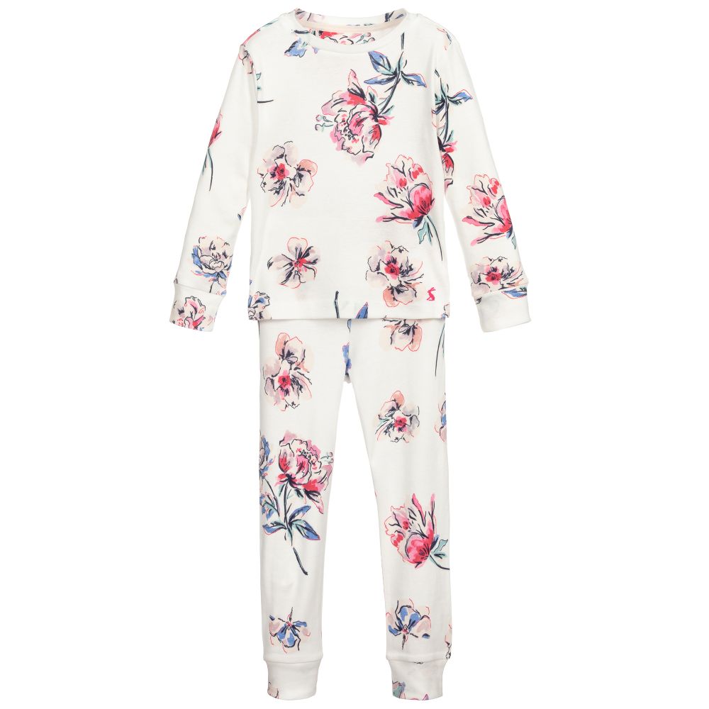 Joules - Weißer Pyjama aus Biobaumwolle | Childrensalon