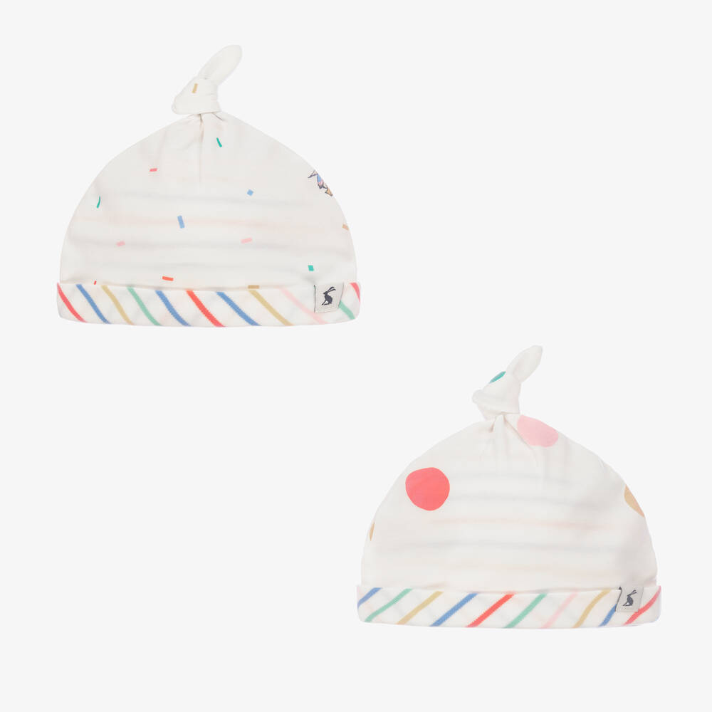 Joules - قبعة قطن جيرسي لون أبيض للأطفال (عدد 2) | Childrensalon