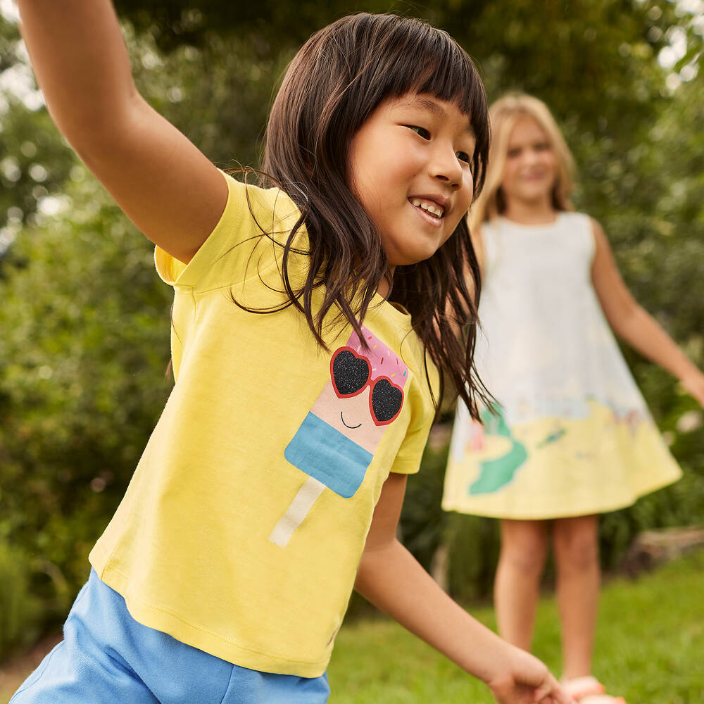 جولز-تيشيرت قطن جيرسي لون أصفر للبنات | Childrensalon Outlet