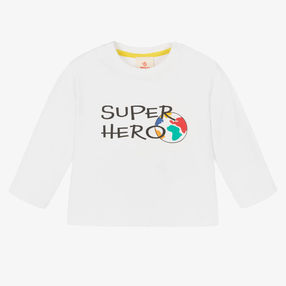 Joyday - Baby Boys White Cotton Super Hero Top | Childrensalon