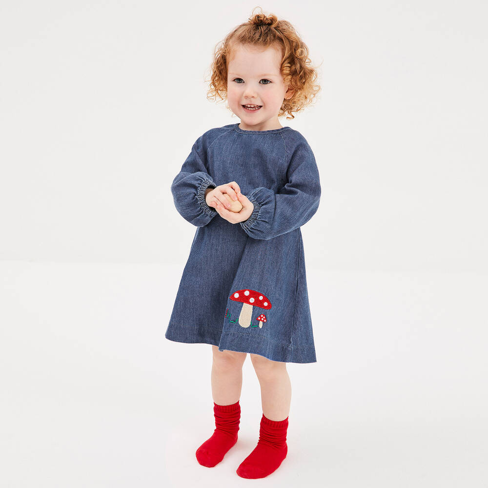 Joyday-Baby Girls Blue Chambray Dress | Childrensalon Outlet