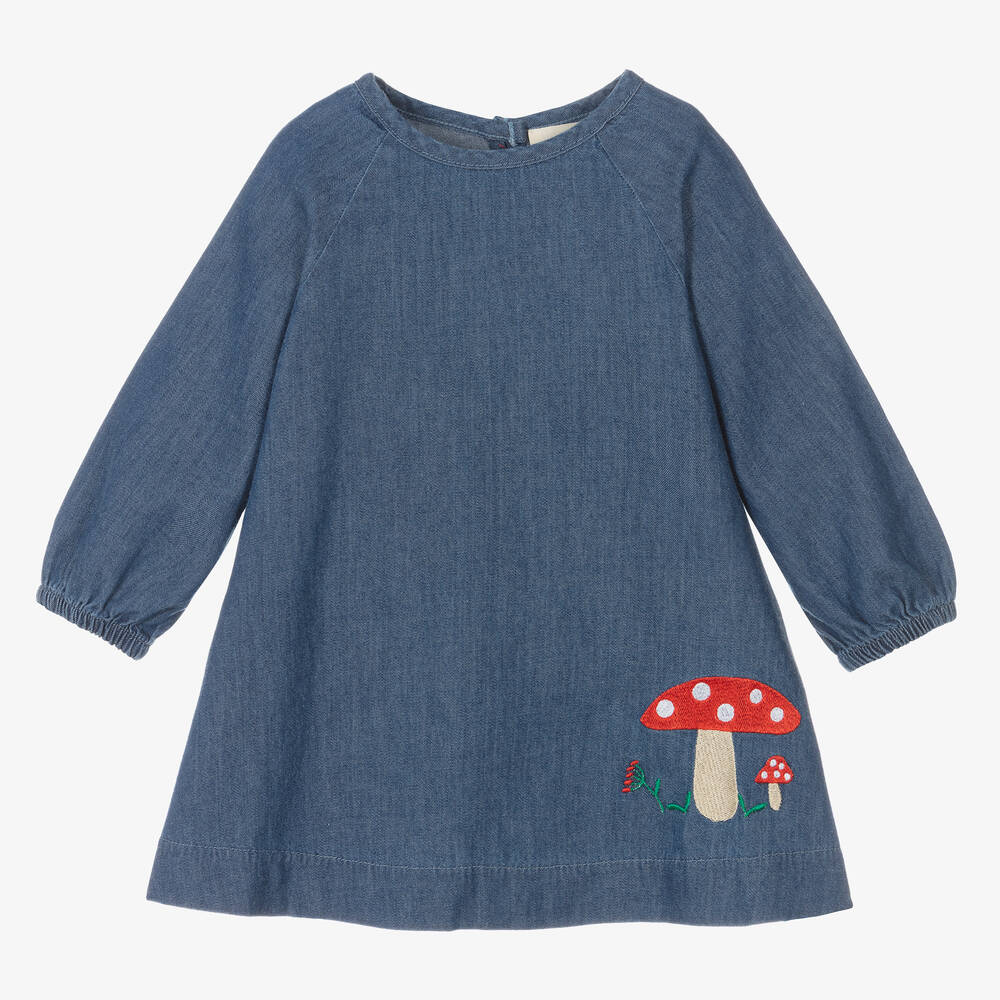 Joyday - فستان قطن شامبري لون أزرق للمولودات | Childrensalon