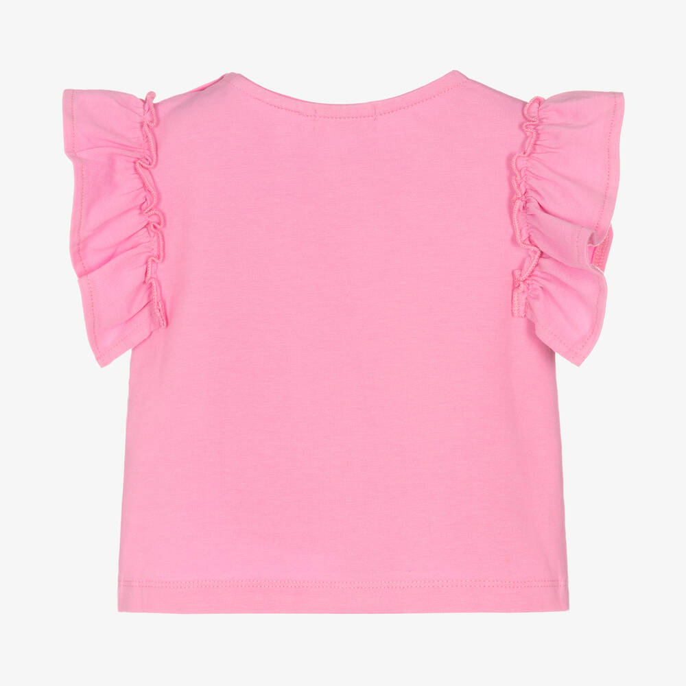 Joyday-Розовая хлопковая футболка с рюшами | Childrensalon Outlet