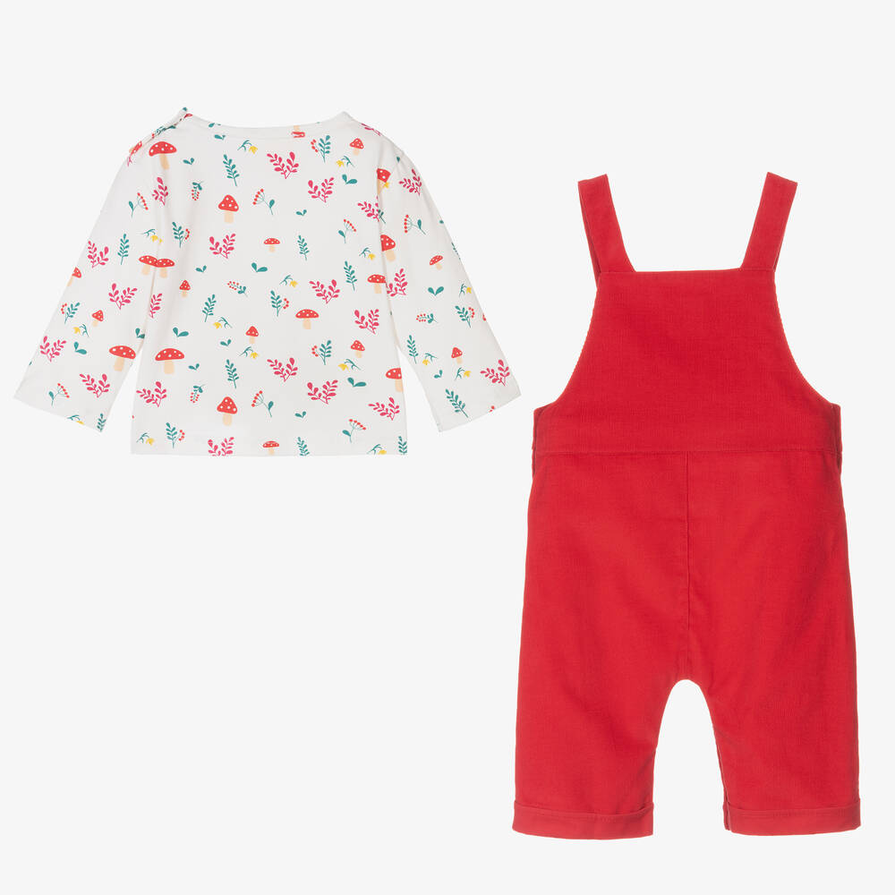 Joyday-Baby Girls Red Woodland Dungarees Set | Childrensalon Outlet
