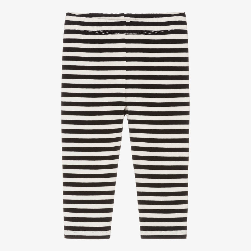 Black and white striped baby leggings hot sale