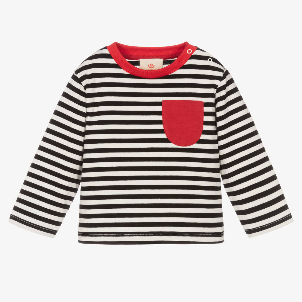 Joyday - Haut noir à rayures noires en coton style breton bébé | Childrensalon