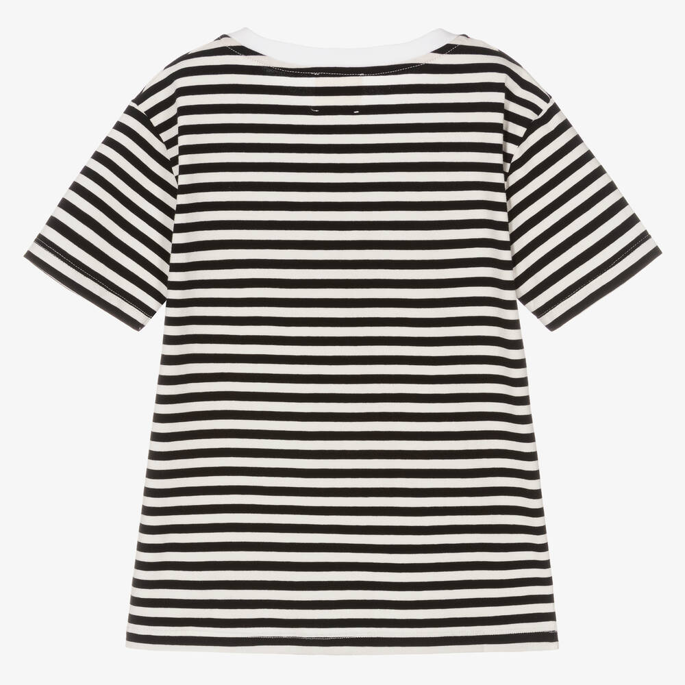 Joyday-Black & White Breton Striped Cotton T-Shirt | Childrensalon Outlet