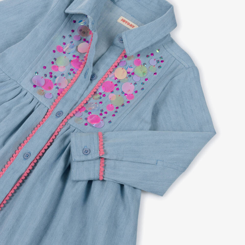 Joyday-Blue Chambray Dress | Childrensalon Outlet