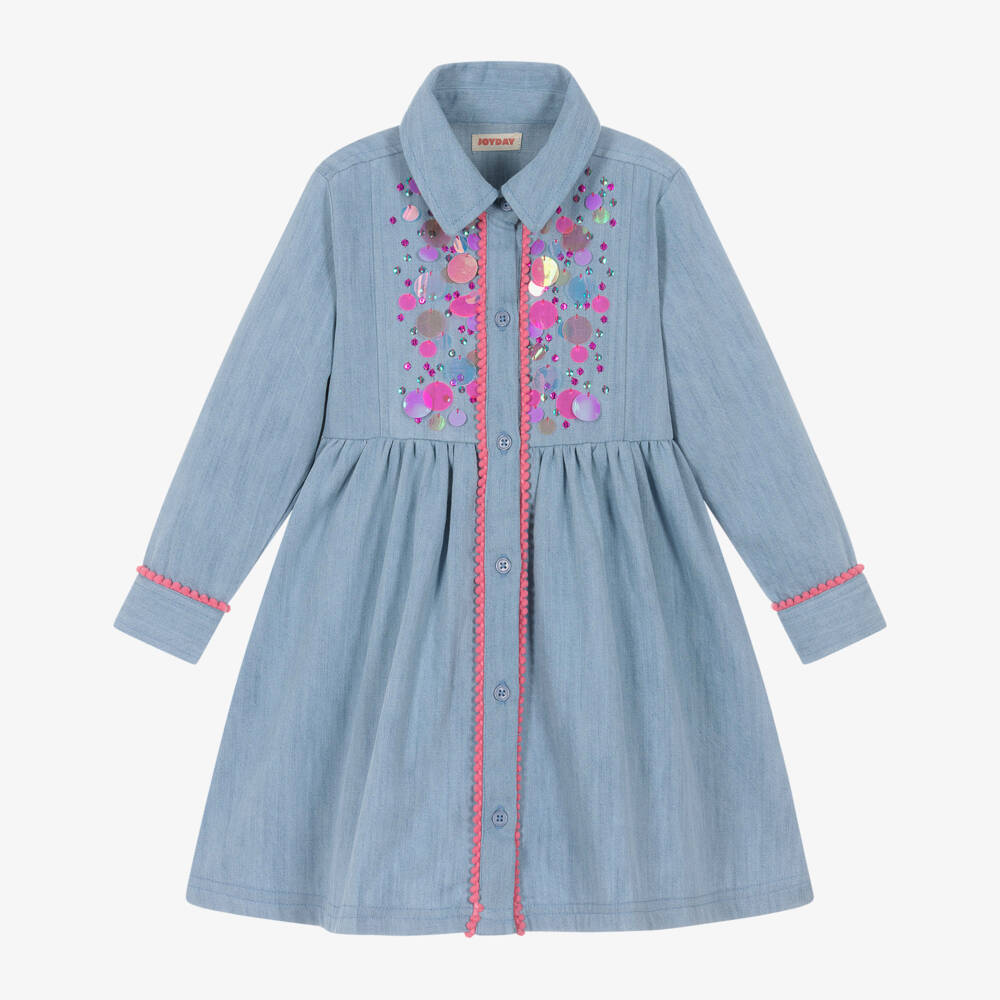 Joyday-Blue Chambray Dress | Childrensalon Outlet