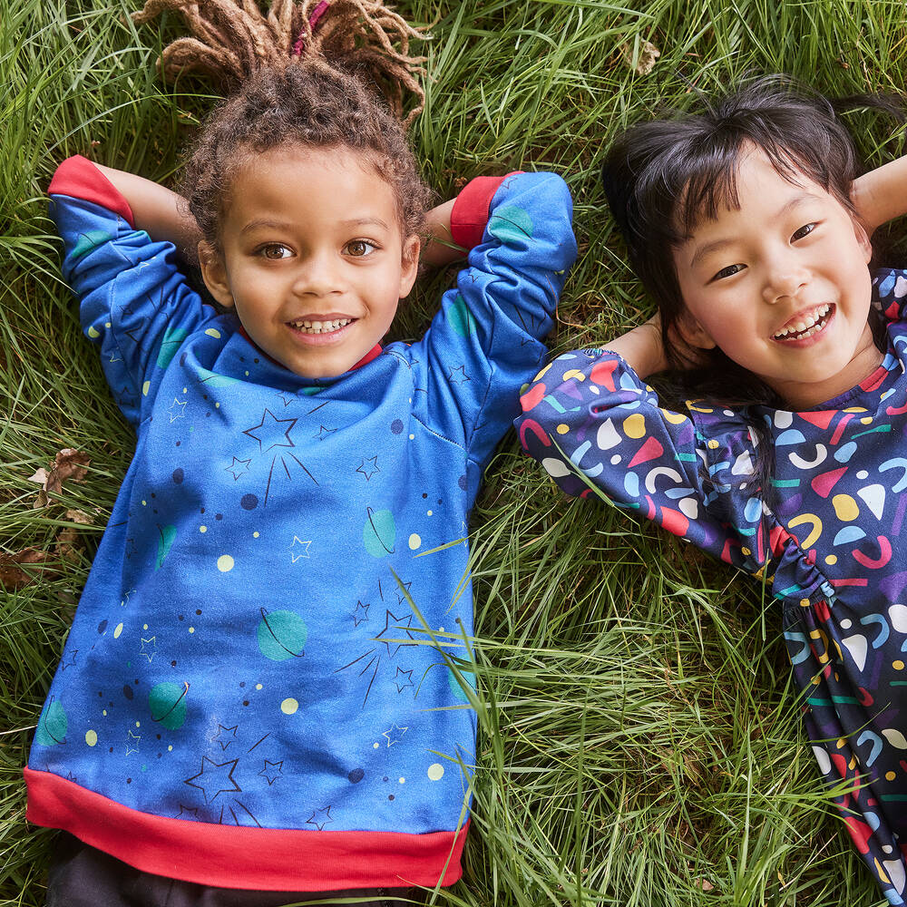 Joyday-Синий хлопковый свитшот с планетами и звездами | Childrensalon Outlet