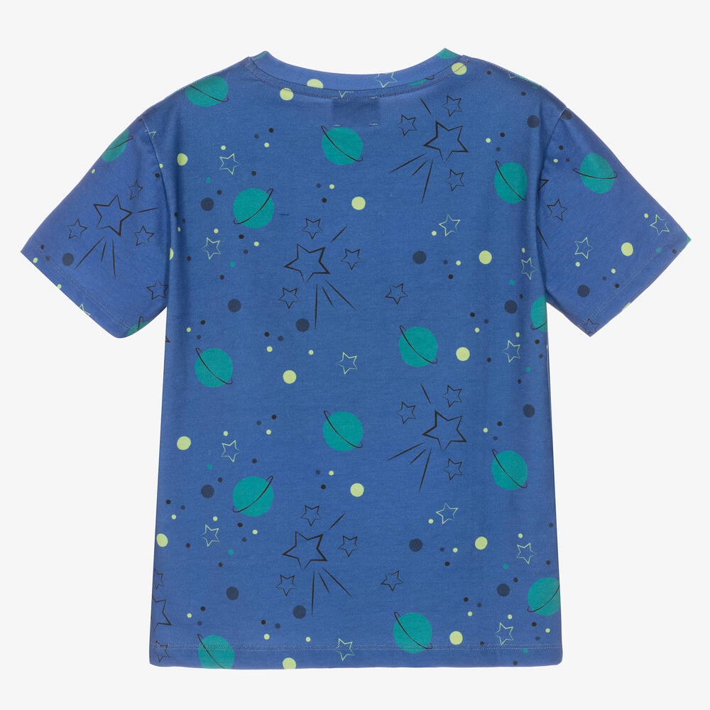 Joyday-Blue Cotton Planet & Stars T-Shirt | Childrensalon Outlet