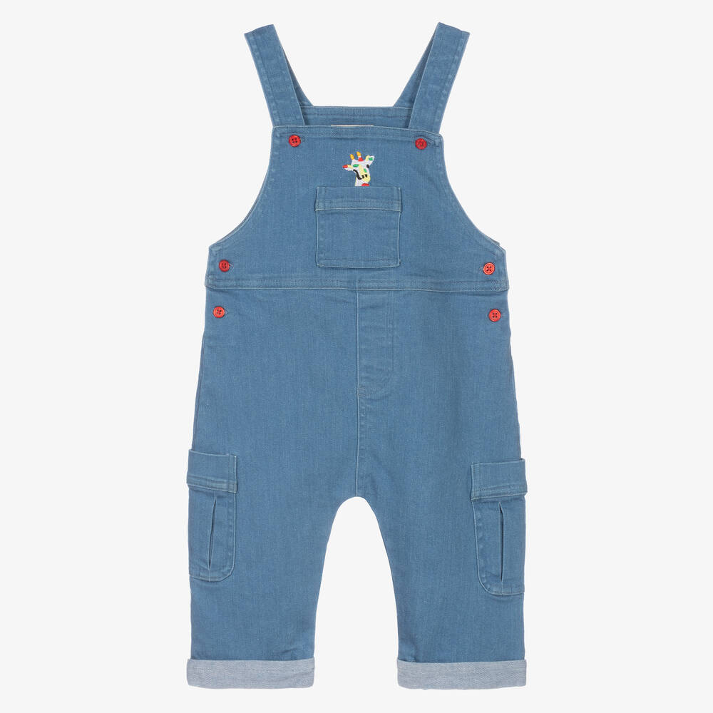 Joyday - Salopette en denim bleu brodée girafe pour bébé | Childrensalon