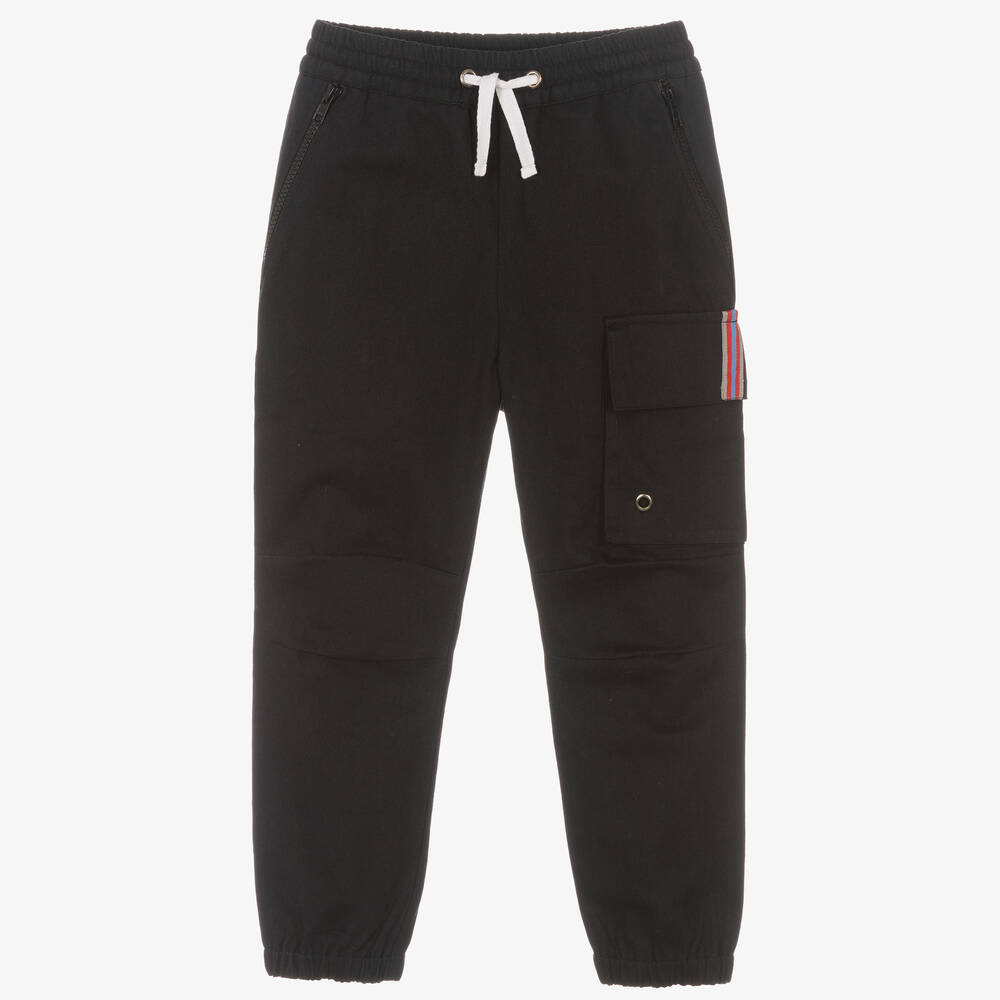 Joyday - Boys Black Cotton Twill Trousers | Childrensalon