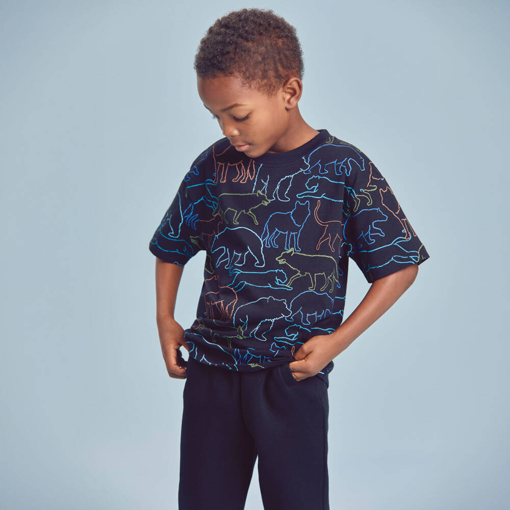 Joyday-Boys Black Linear Bear Top | Childrensalon Outlet