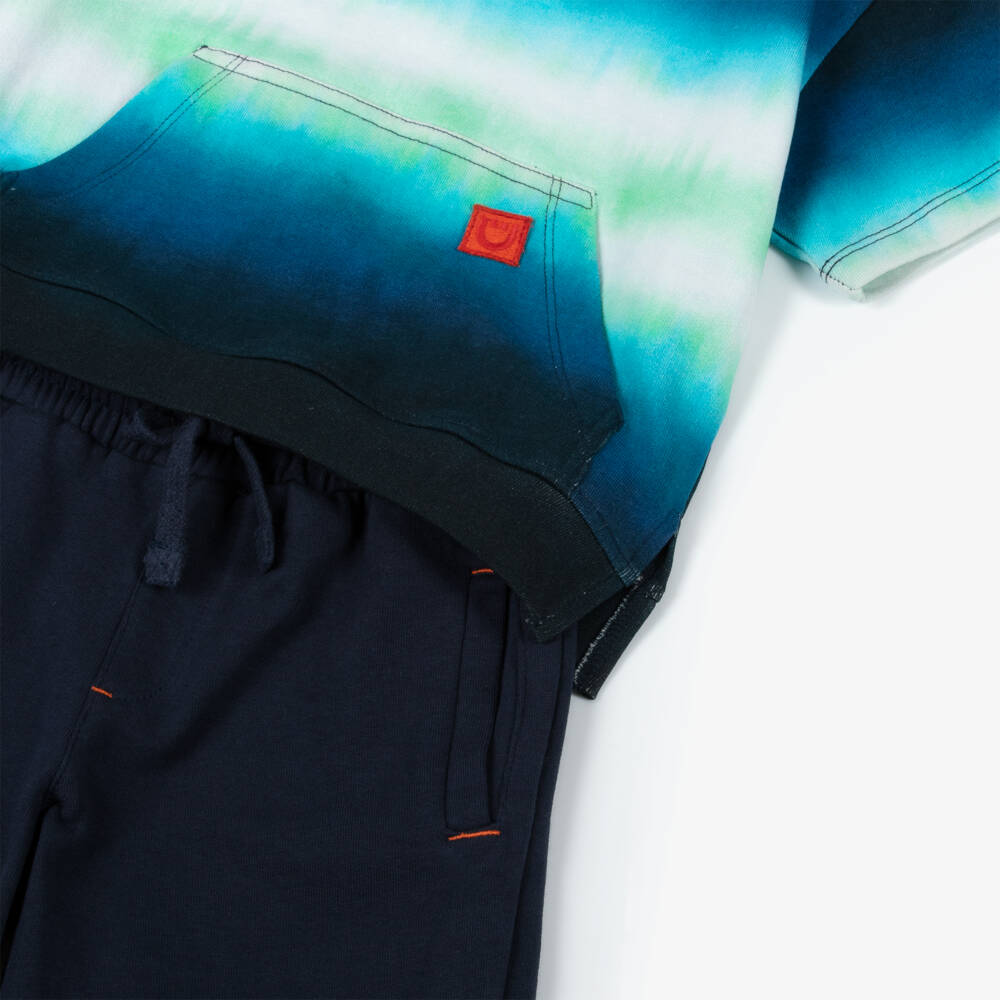 Joyday-Boys Blue Cotton Tie Dye Shorts Set | Childrensalon Outlet