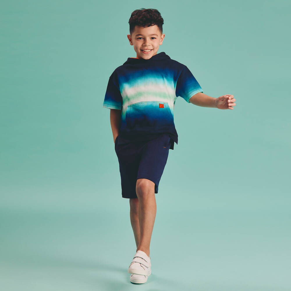 Joyday-Boys Blue Cotton Tie Dye Shorts Set | Childrensalon Outlet