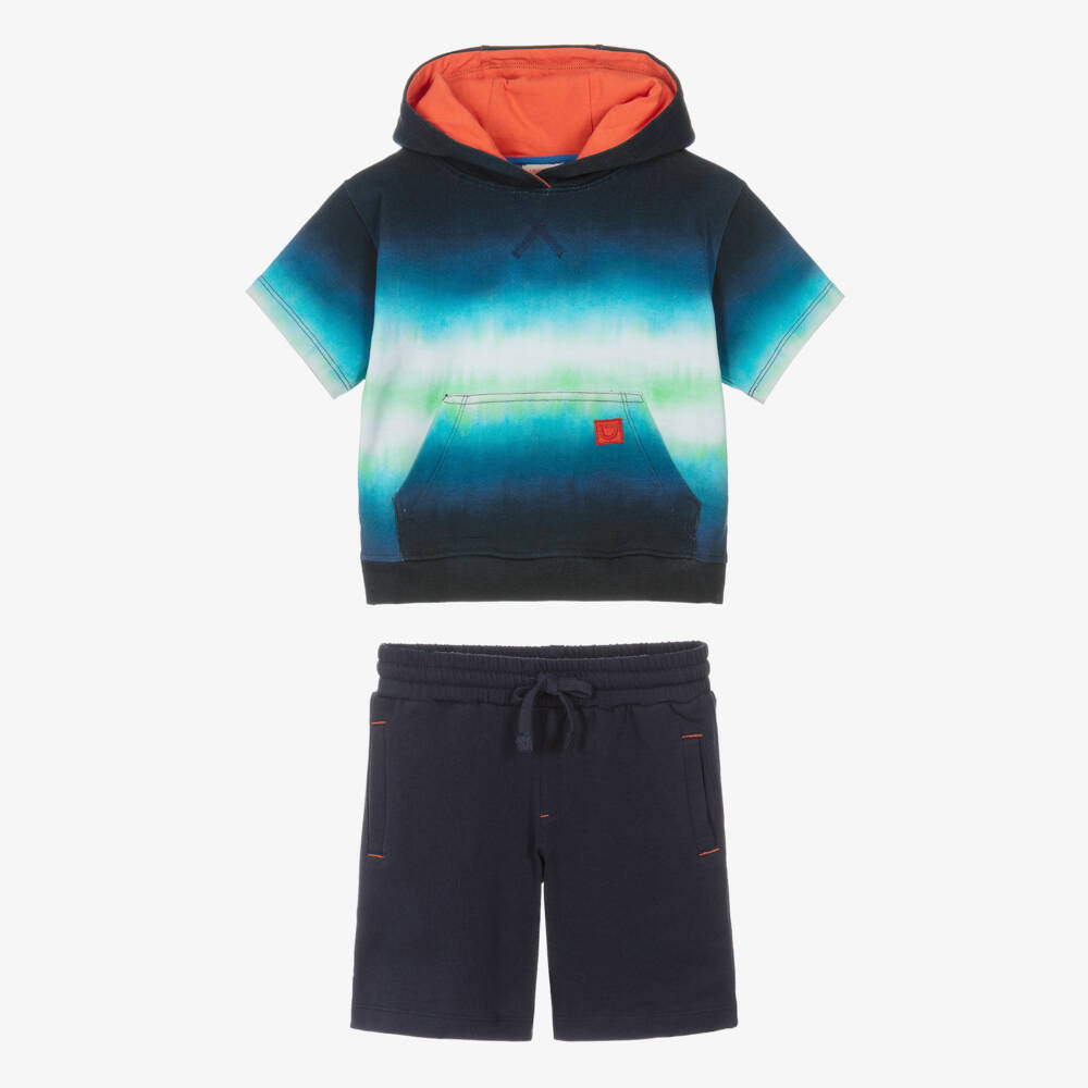 Joyday-Boys Blue Cotton Tie Dye Shorts Set | Childrensalon Outlet