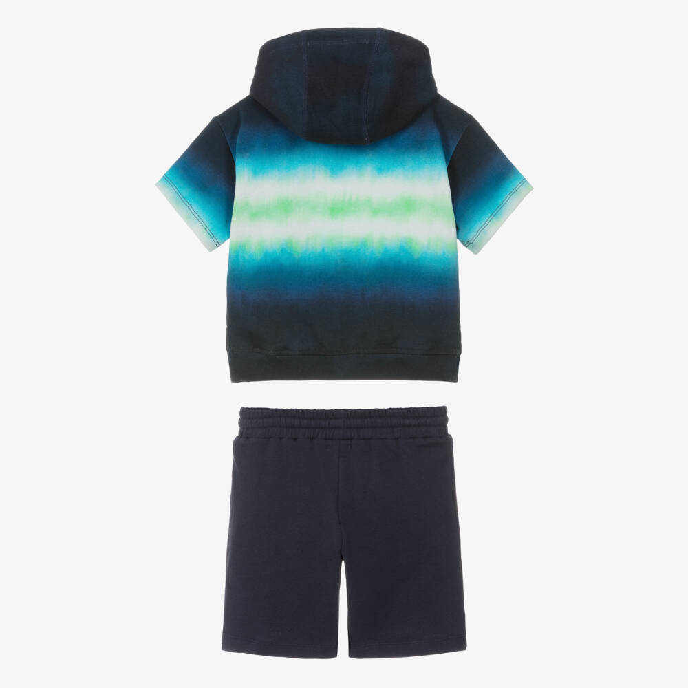 Joyday-Boys Blue Cotton Tie Dye Shorts Set | Childrensalon Outlet