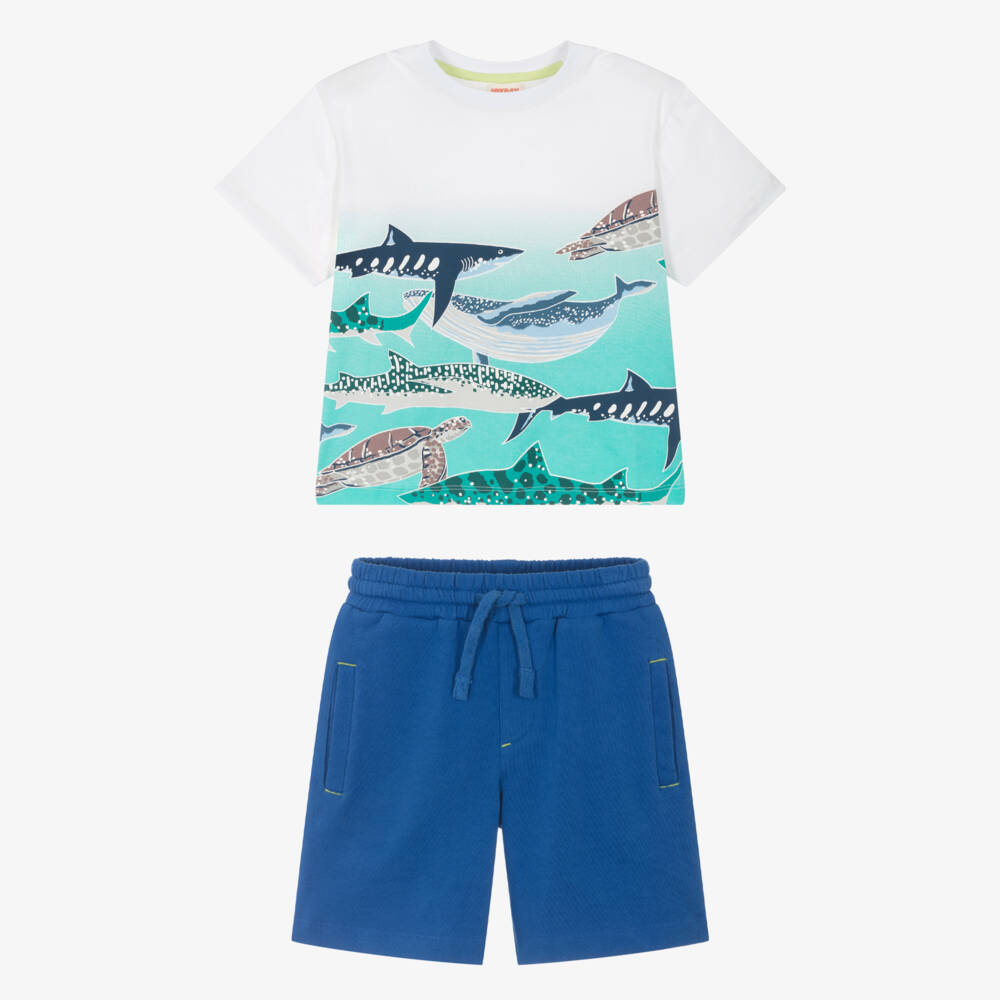 Joyday-طقم شورتات قطنية زرقاء ورمادية للأولاد | Childrensalon Outlet