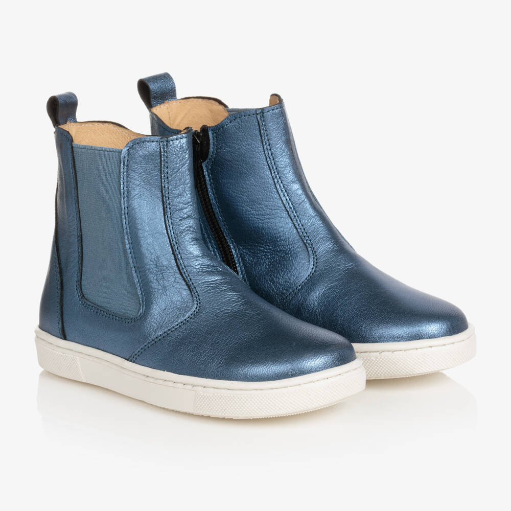 Joyday-Boys Blue Leather Zip Boots | Childrensalon Outlet
