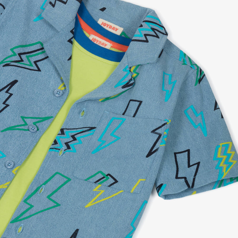 Joyday-Boys Blue Lightning Bolt Shorts Set | Childrensalon Outlet
