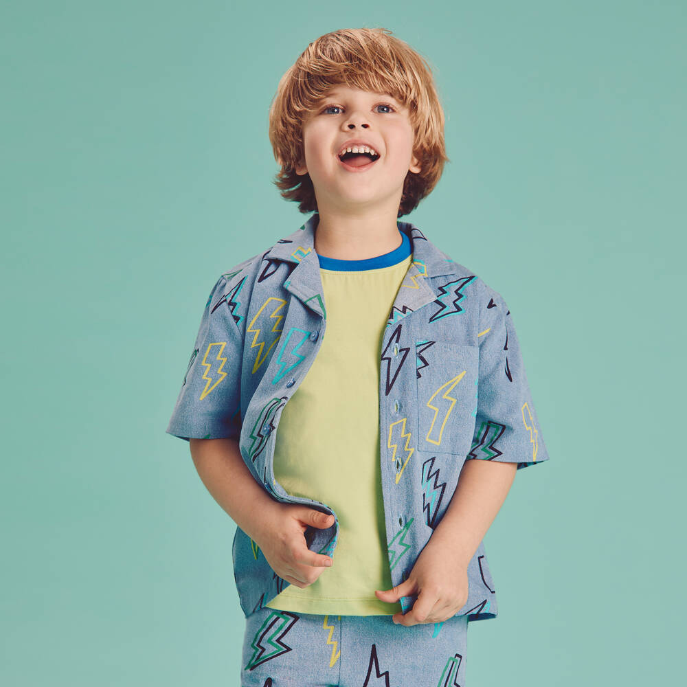 Joyday-Boys Blue Lightning Bolt Shorts Set | Childrensalon Outlet