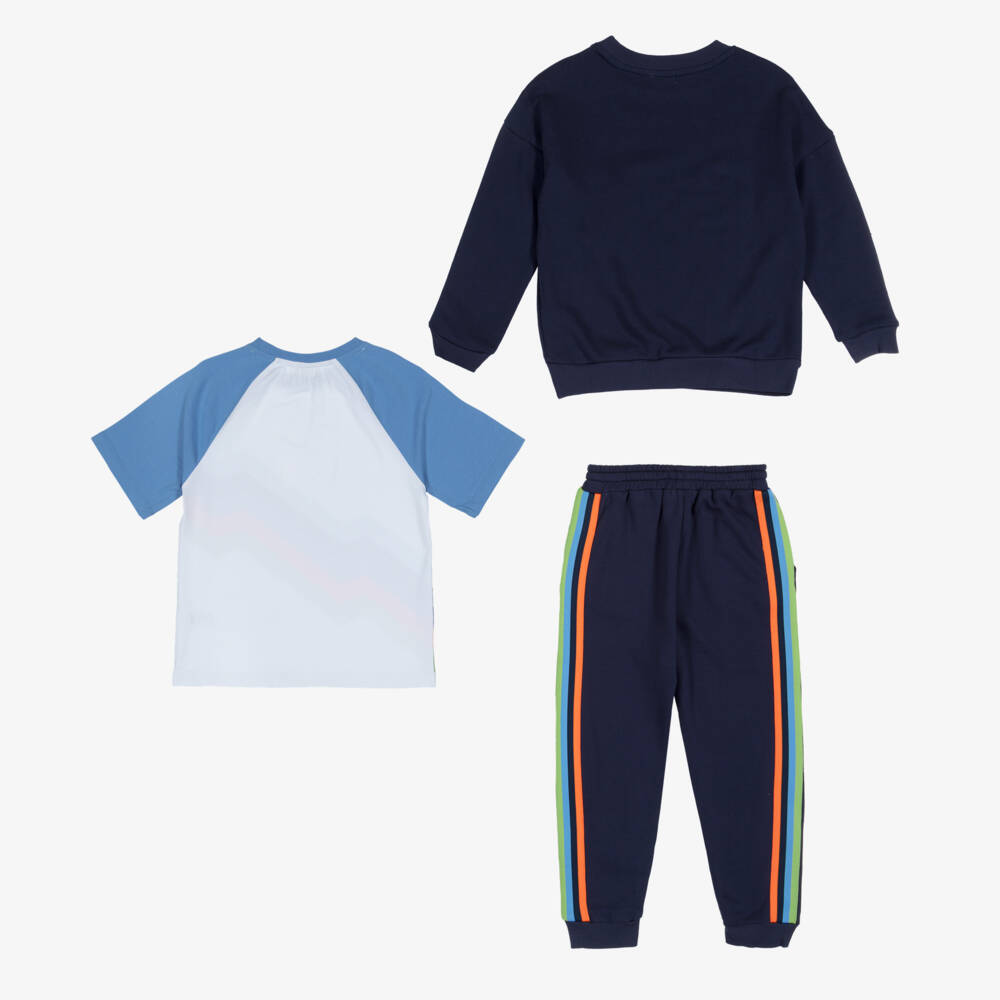 Joyday-Boys Blue Zigzag Cotton Ensemble | Childrensalon Outlet
