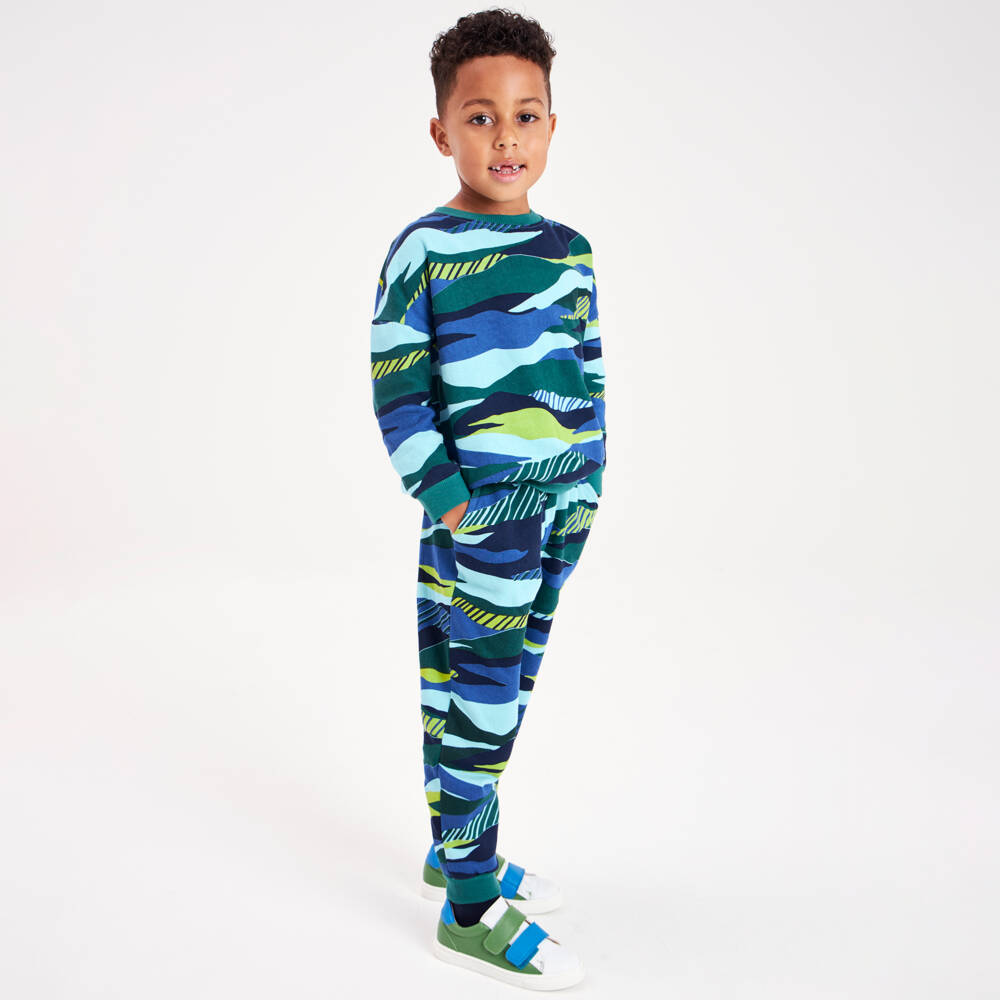 Joyday-Сине-зеленый хлопковый спортивный костюм | Childrensalon Outlet