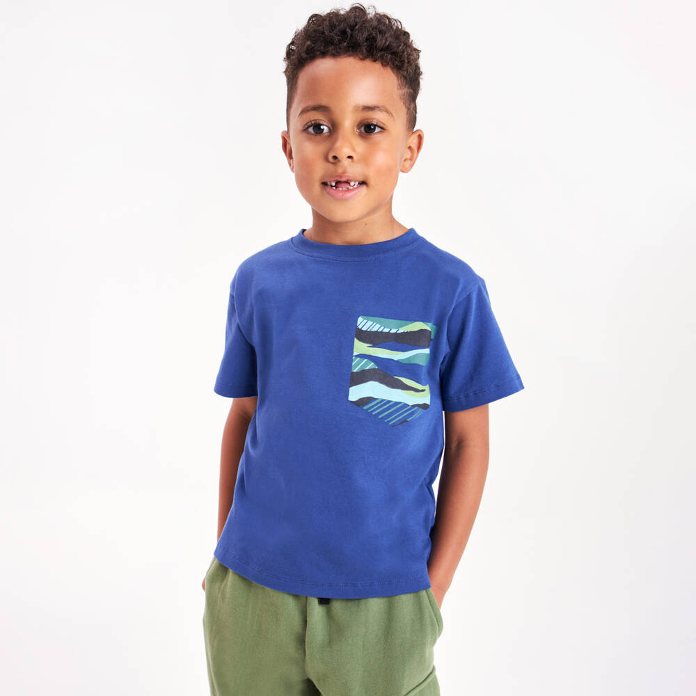 Joyday-Boys Cotton Blue Graphic Tee | Childrensalon Outlet
