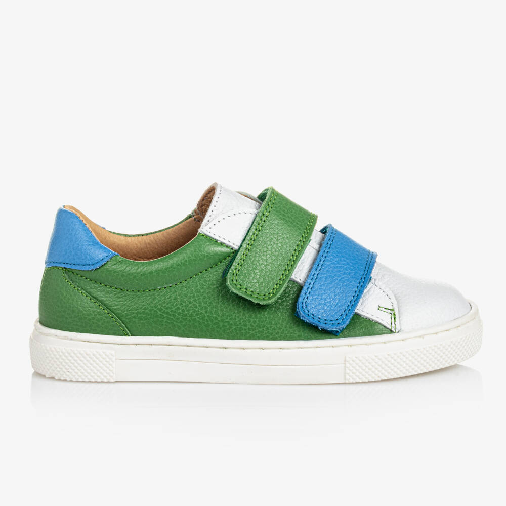 Joyday-Boys Green & White Leather Sneakers | Childrensalon Outlet