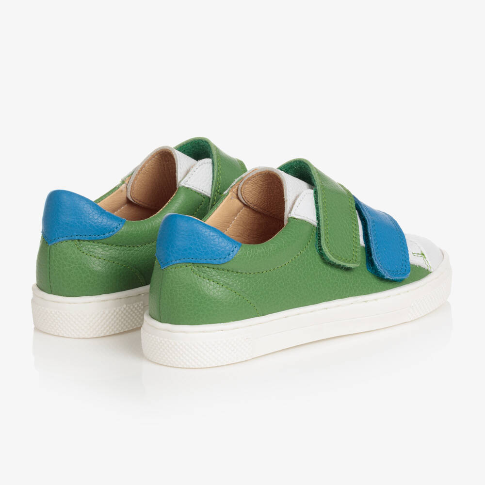 Joyday-Boys Green & White Leather Sneakers | Childrensalon Outlet