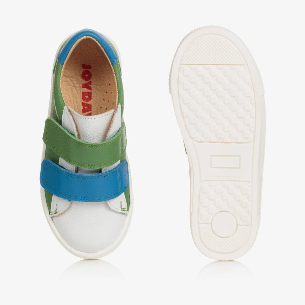 Joyday-Boys Green & White Leather Sneakers | Childrensalon Outlet