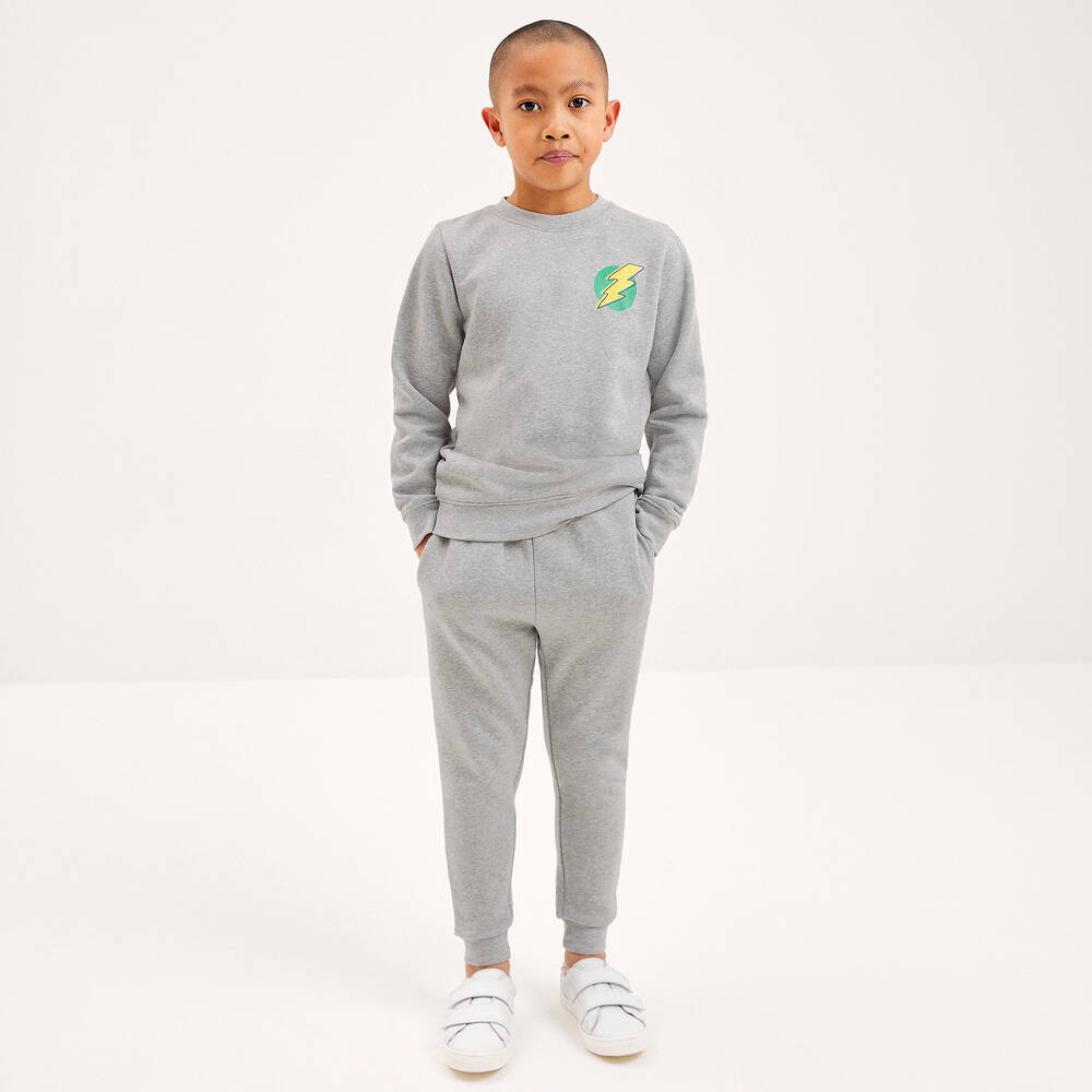 Joyday-Boys Grey Cotton Lightning Bolt Sweatshirt | Childrensalon Outlet