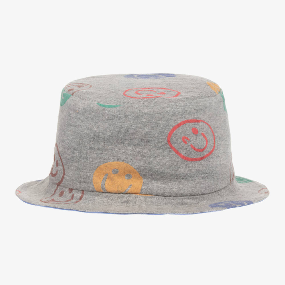 Joyday-Boys Grey Smiley Print Bucket Hat | Childrensalon Outlet