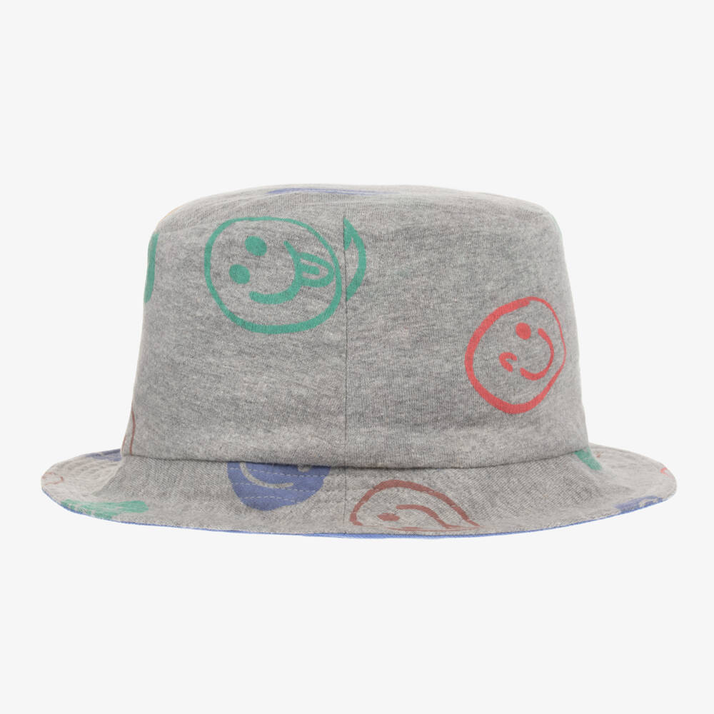 Joyday-Boys Grey Smiley Print Bucket Hat | Childrensalon Outlet