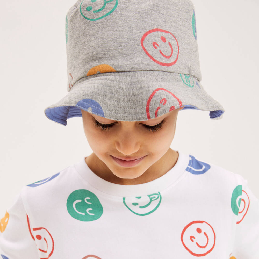 Joyday-Boys Grey Smiley Print Bucket Hat | Childrensalon Outlet