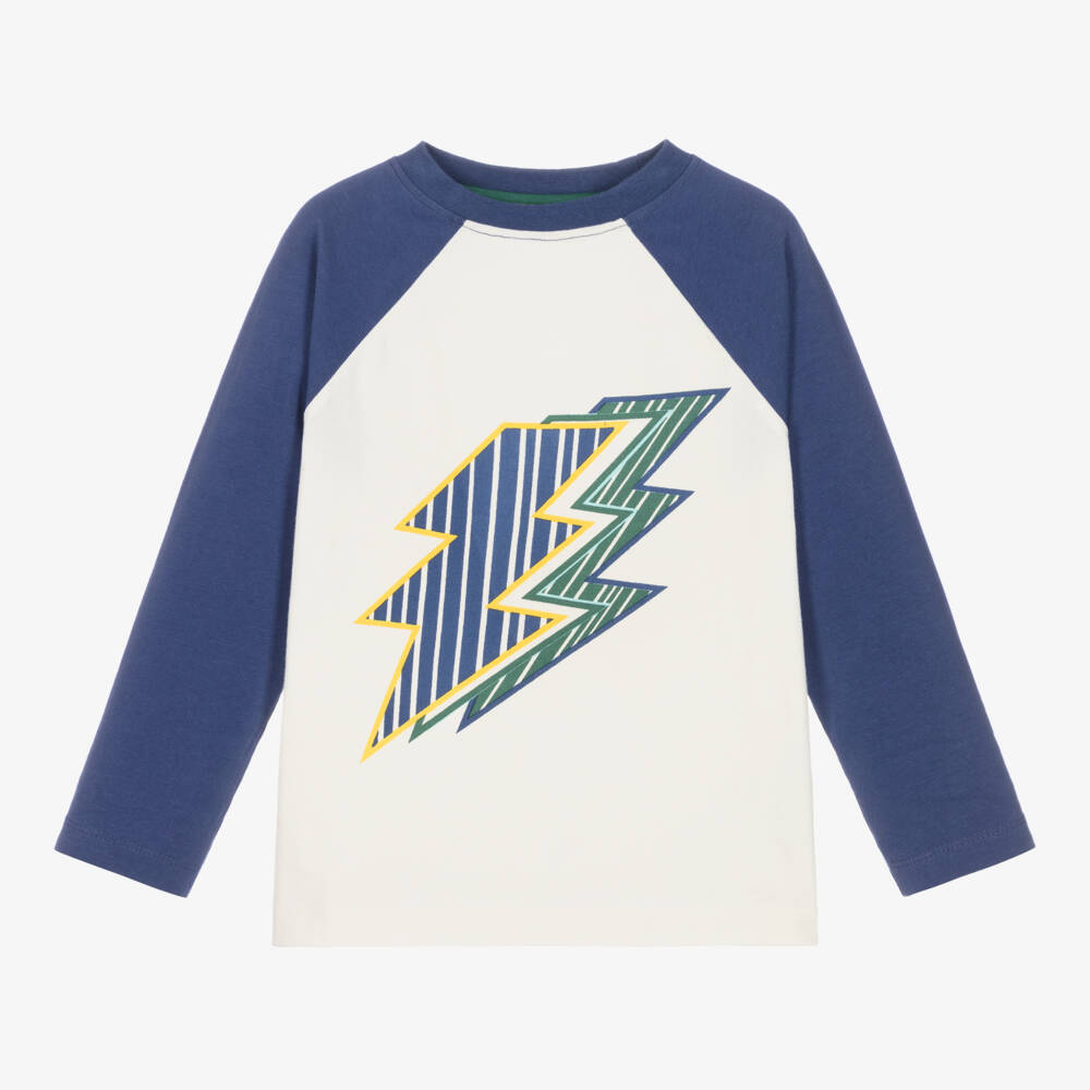 Joyday-Boys Ivory & Blue Jersey Bolt Top | Childrensalon Outlet