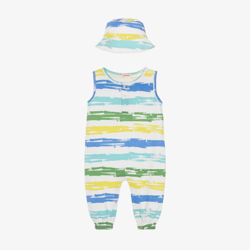 Joyday-Boys Ivory Striped Romper Set | Childrensalon Outlet