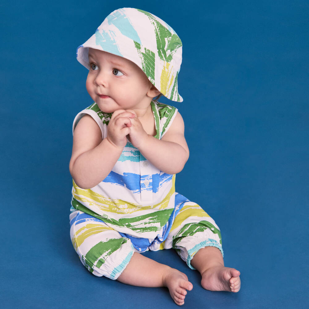 Joyday-طقم أفرول رومبر أطفال ولادي قطن لون عاجي | Childrensalon Outlet