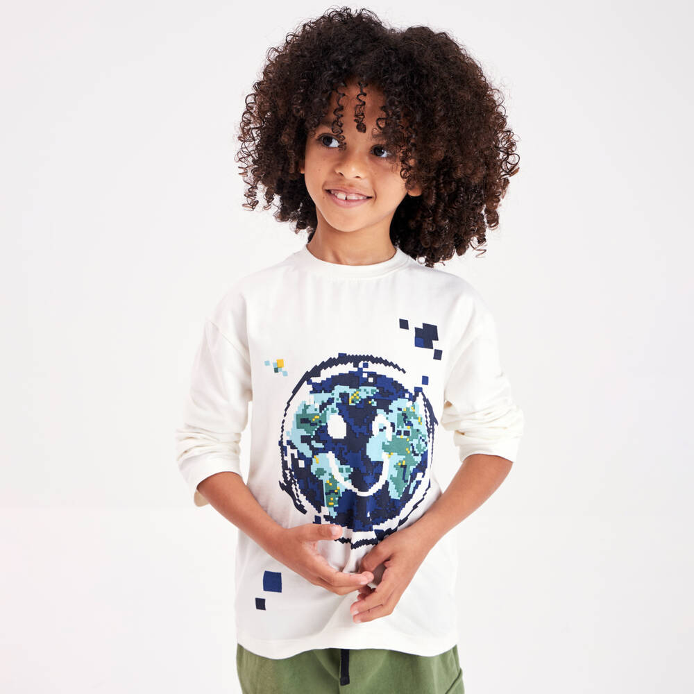 Joyday-توب Happy Face مزيج قطن لون عاجي للأولاد | Childrensalon Outlet