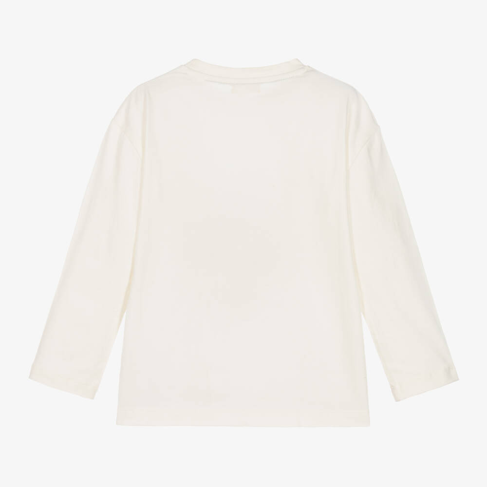 Joyday-توب Happy Face مزيج قطن لون عاجي للأولاد | Childrensalon Outlet