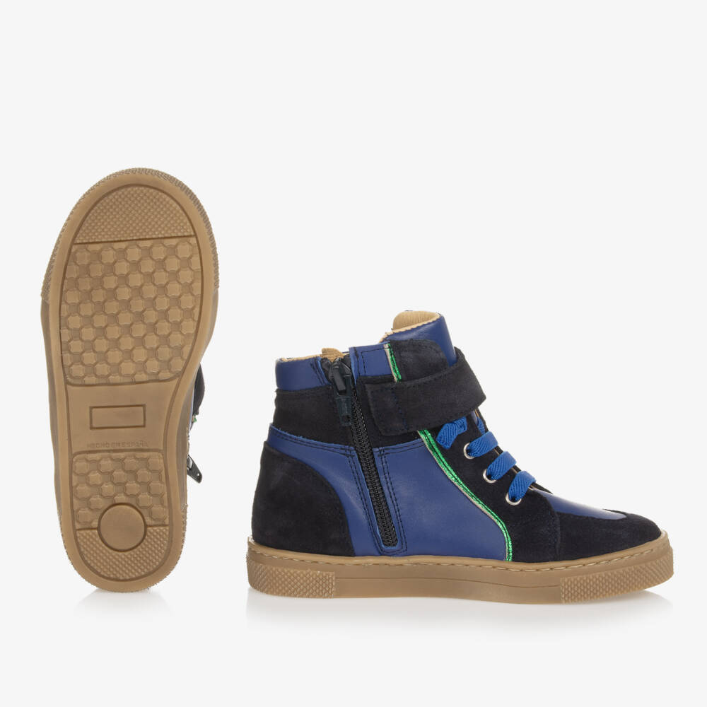 Joyday-Boys Ocean & Emerald Leather Sneakers | Childrensalon Outlet