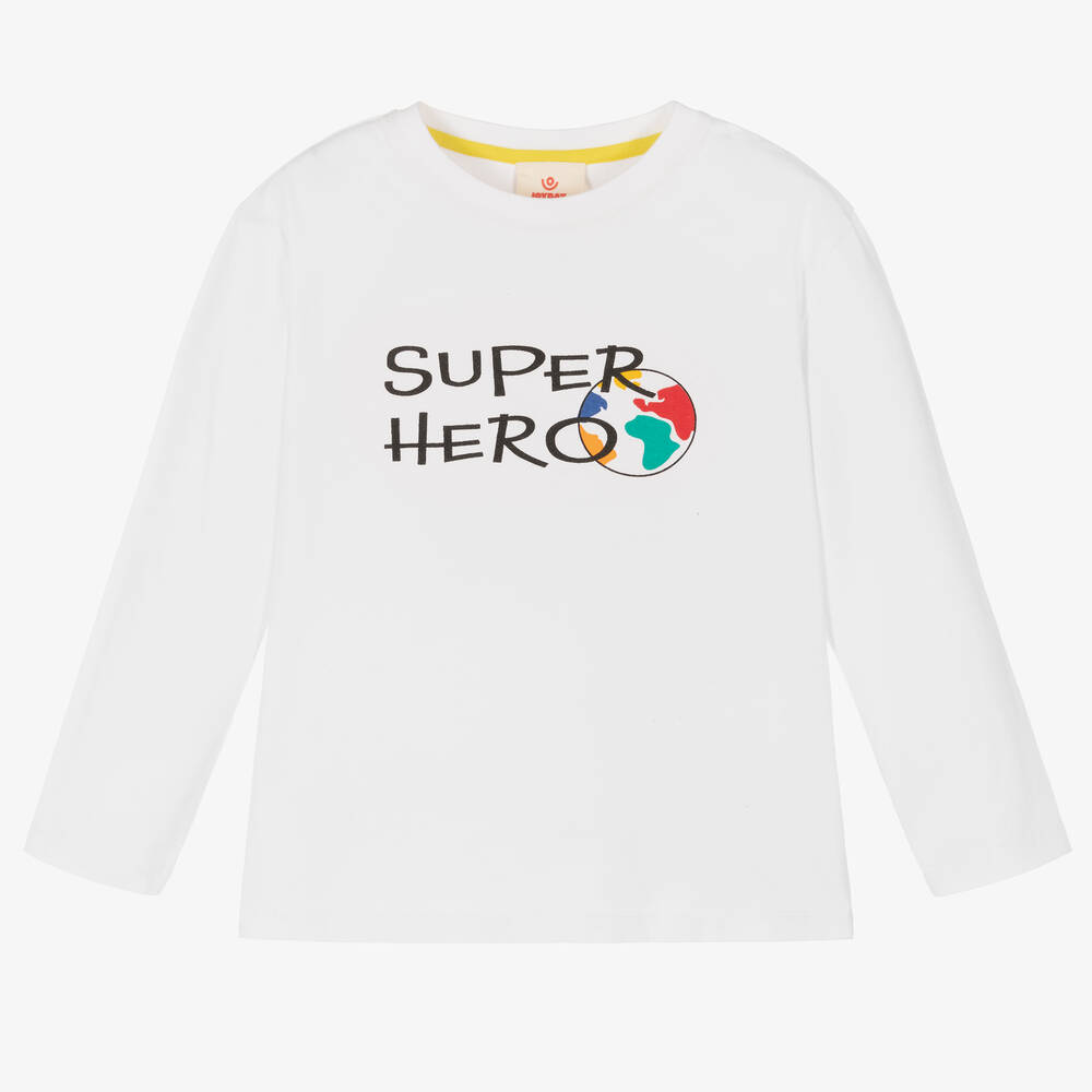 Joyday-توب سوبر هيرو قطن جيرسي لون أبيض للأولاد | Childrensalon Outlet