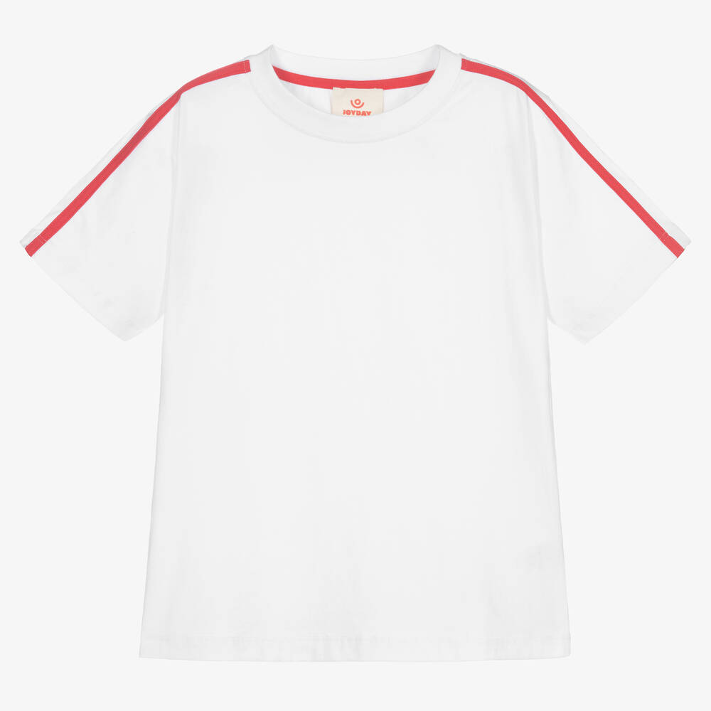 Joyday - Boys White Cotton T-Shirt | Childrensalon