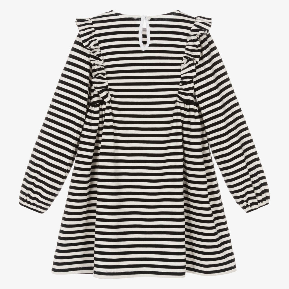Joyday-Черное хлопковое платье в бретонскую полоску для девочек | Childrensalon Outlet